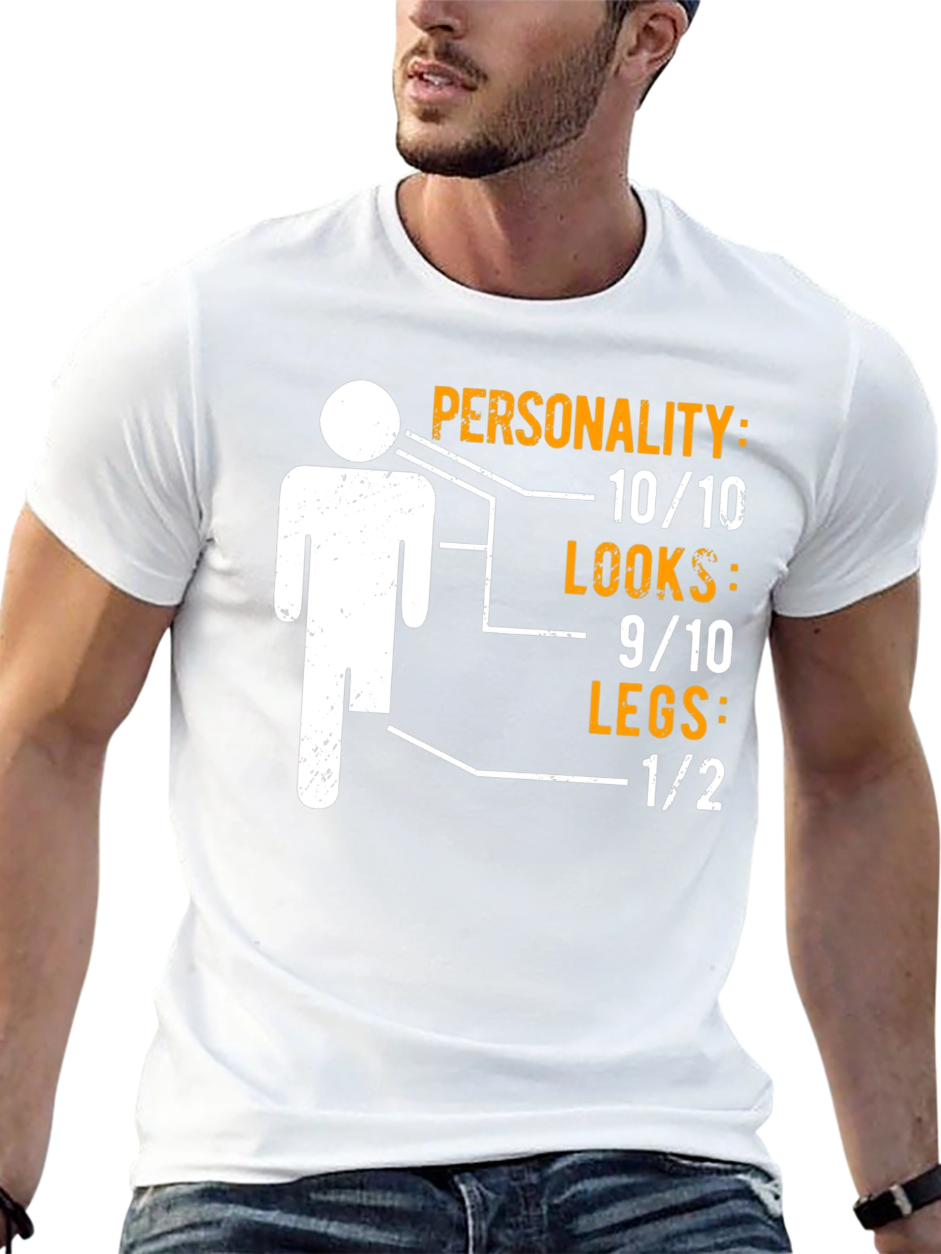 Black Funny One Legged Man Personality Graphic T-Shirt view 13