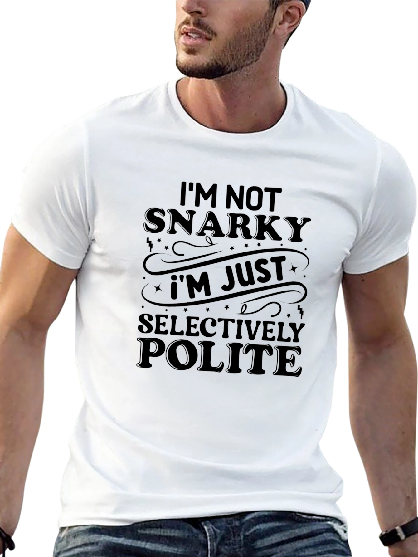 Black Snarky Selectively Polite Graphic T-Shirt view 13