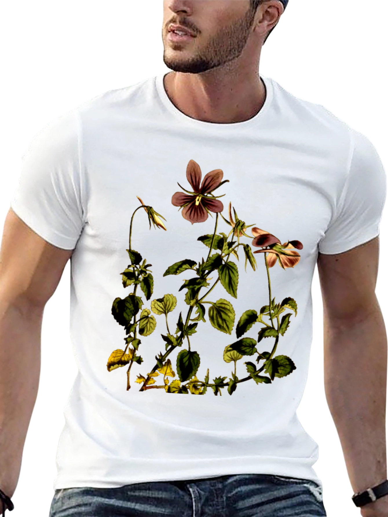 Black Botanical Flower Graphic Print T-Shirt view 13