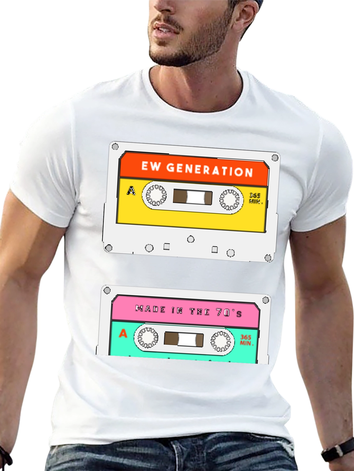 Black Retro Cassette Tape Graphic T-Shirt - EW Generation & 70's Mix view 13
