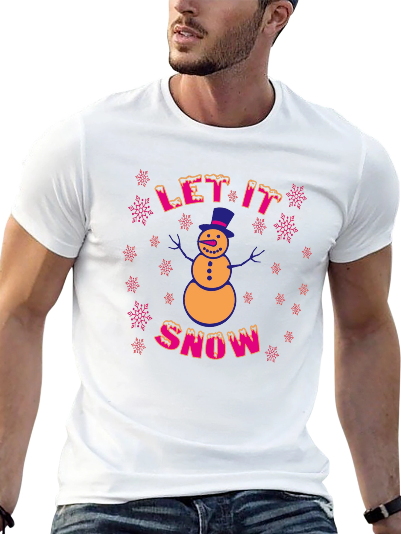 Black Festive Let It Snow Christmas Graphic Tee view 13