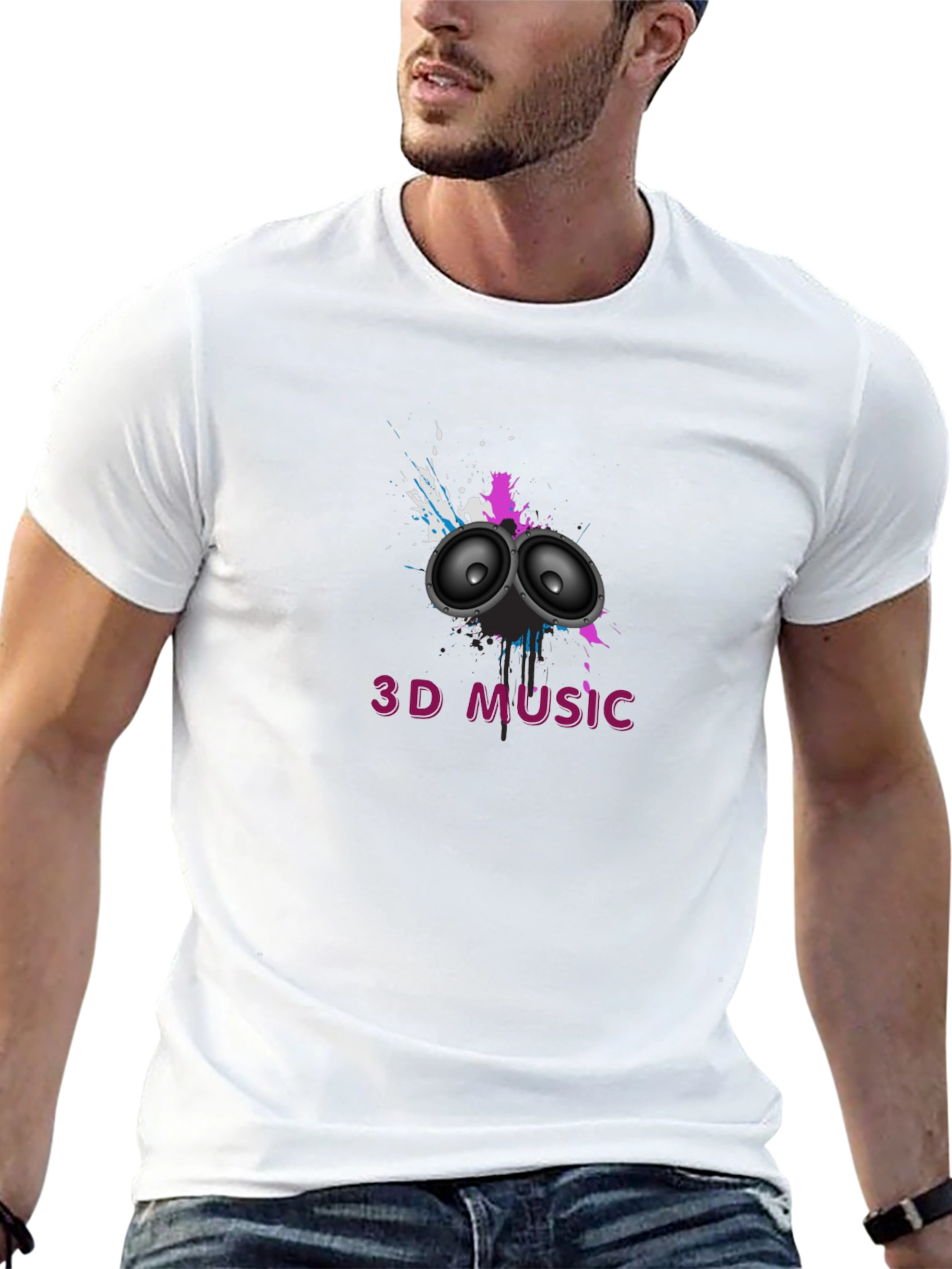 Black 3D Music Graphic Black T-Shirt view 13