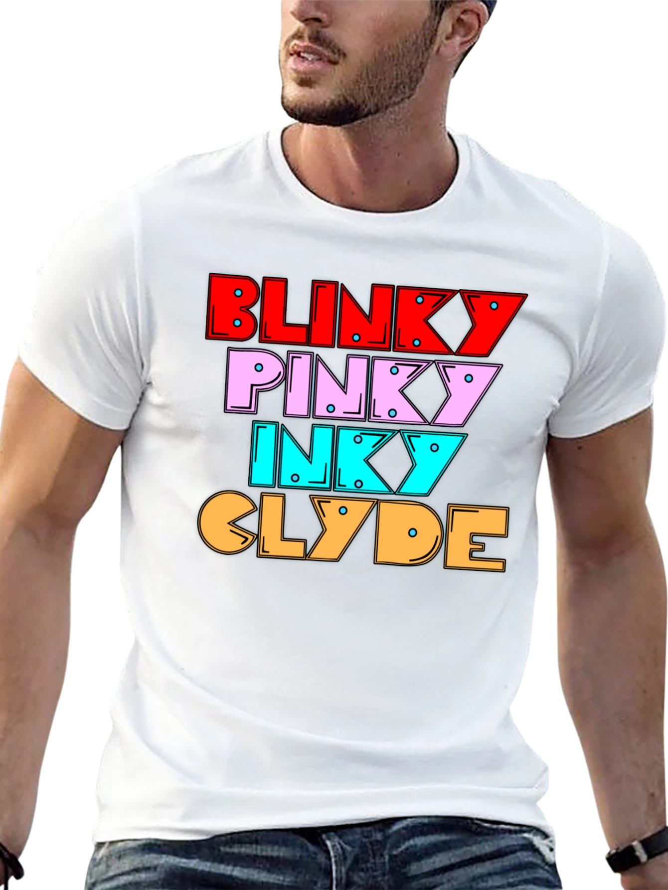 Black Retro Gaming Tee - Blinky, Pinky, Inky, Clyde Shirt view 13
