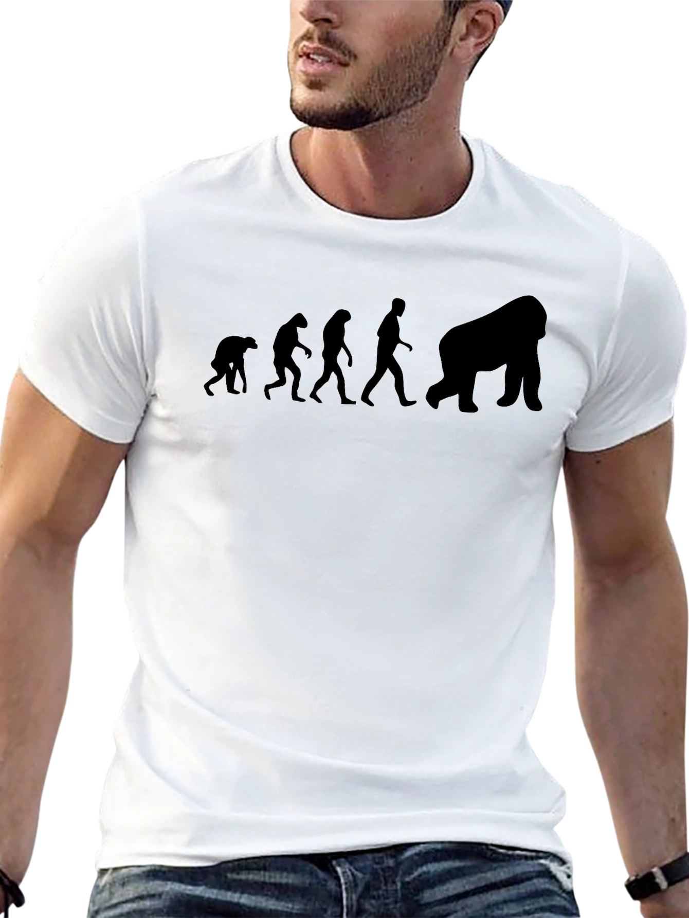 Black Evolution to Gorilla Graphic Black T-Shirt view 13