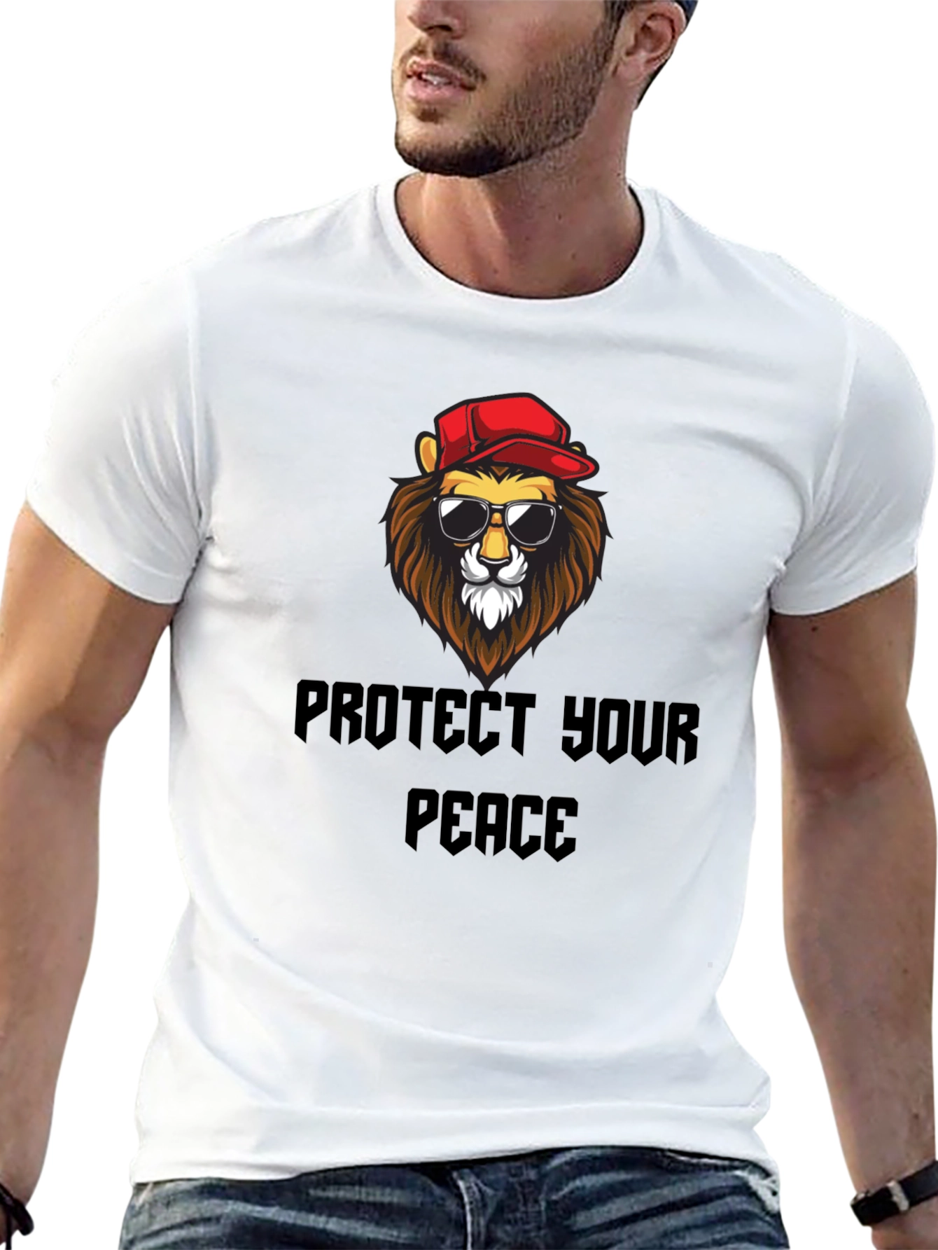Black Protect Your Peace Lion Graphic Tee - Black view 13
