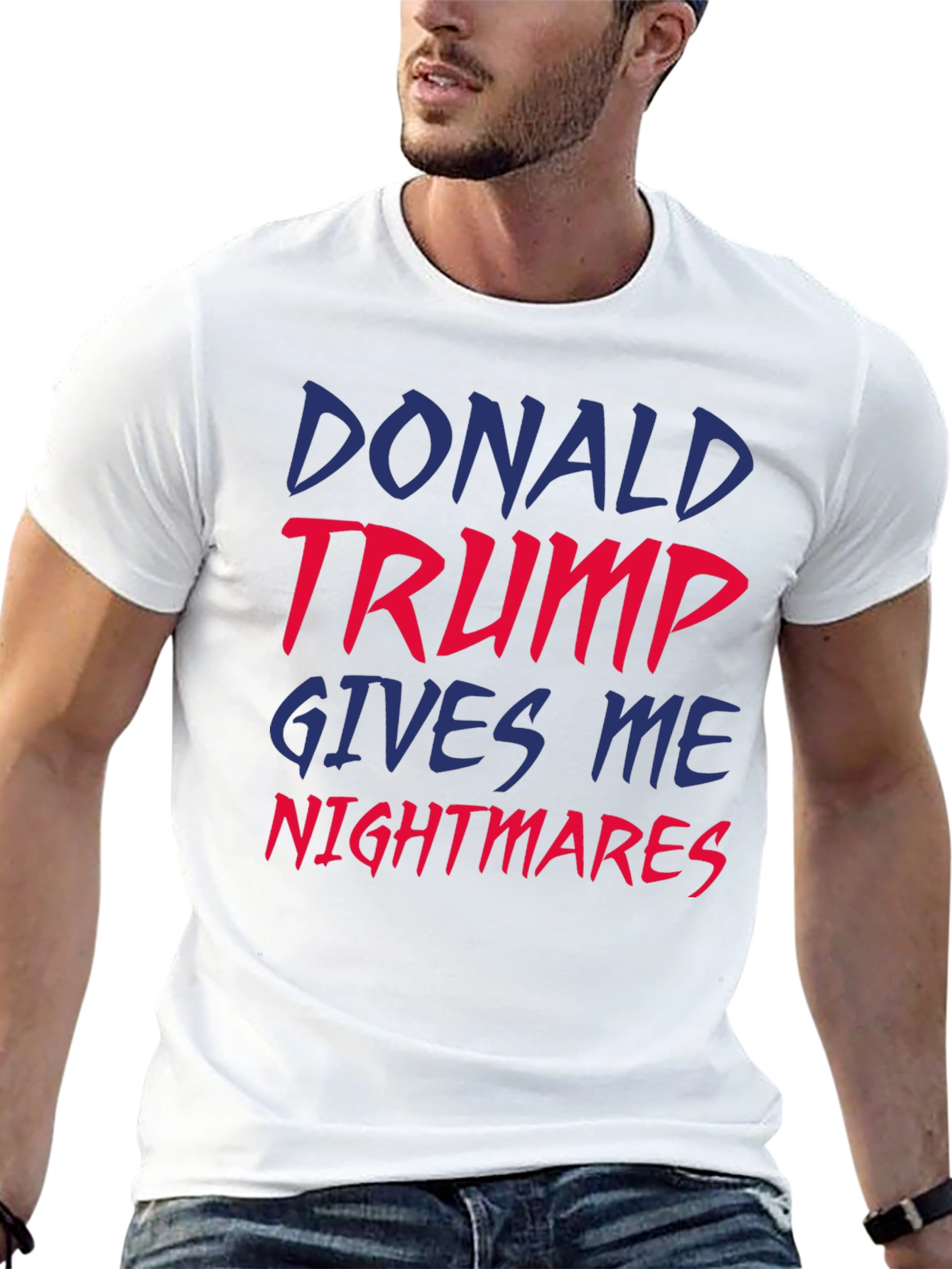 Black Donald Trump Nightmares Graphic Tee - Unisex Black T-Shirt view 13
