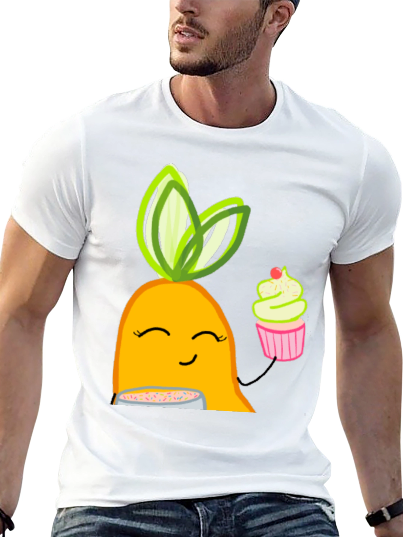Black Cute Cartoon Carrot T-Shirt view 13