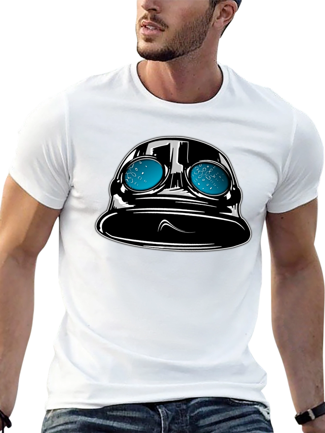 Black Vintage Style Diving Helmet Graphic T-Shirt - Black view 13