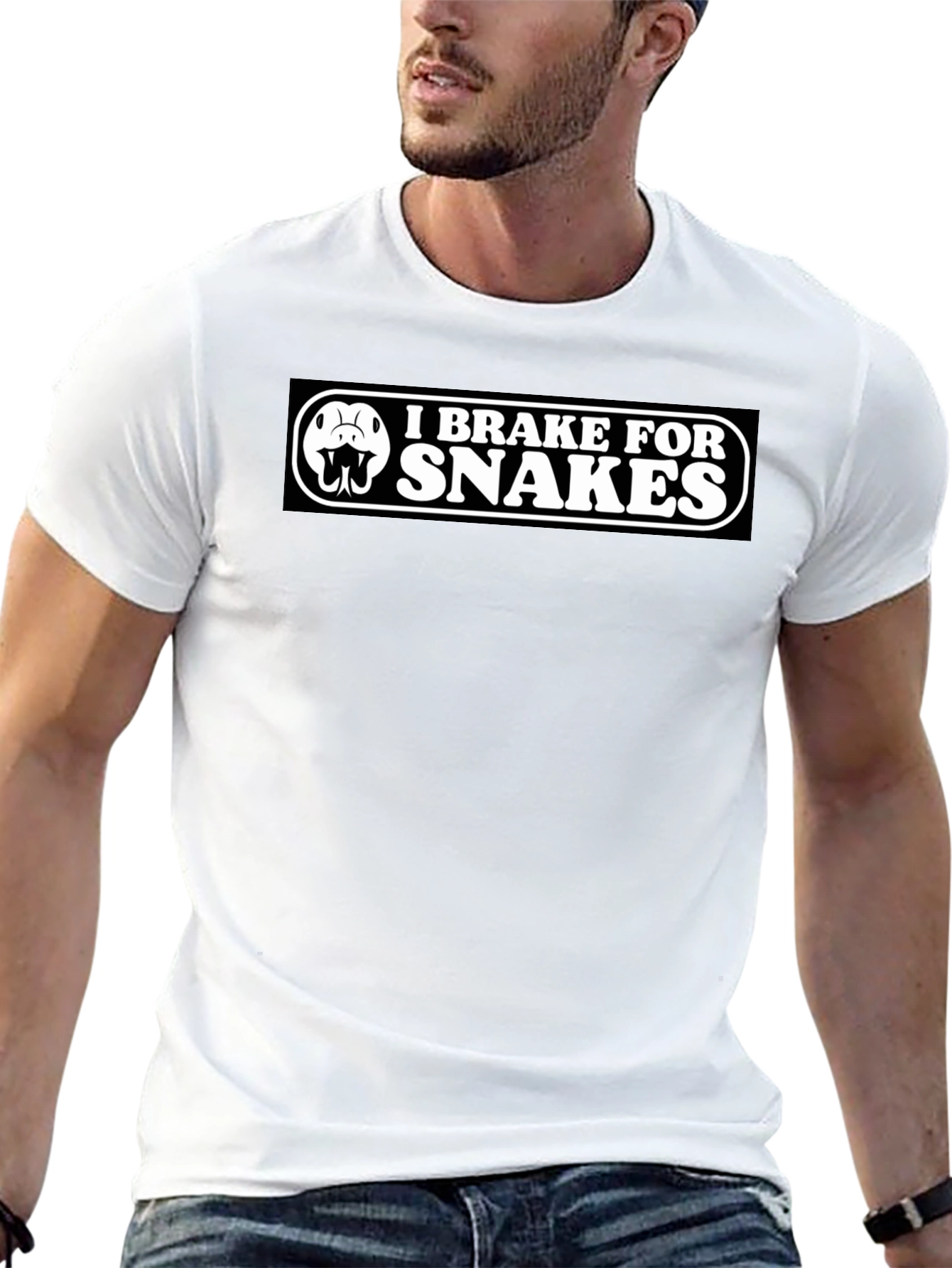 Black I Brake for Snakes T-Shirt view 13