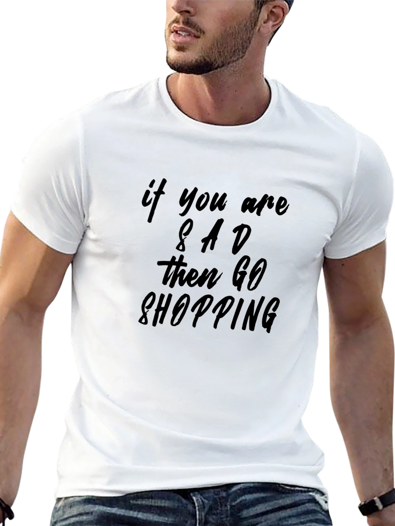 Black If You are Sad, Go Shopping Black T-Shirt view 13