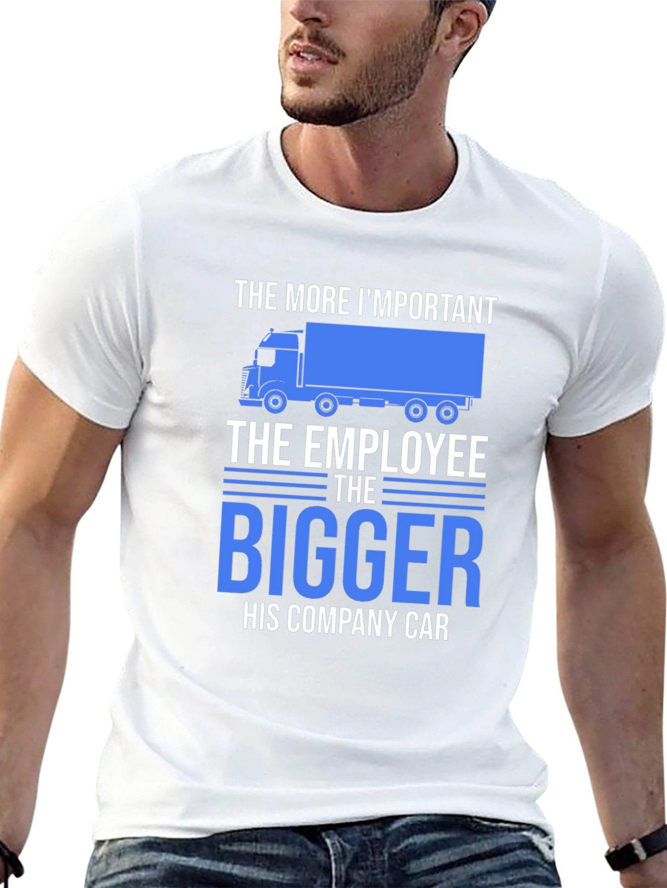 Black Truck Driver Humor T-Shirt - The Bigger His Company Car! view 13