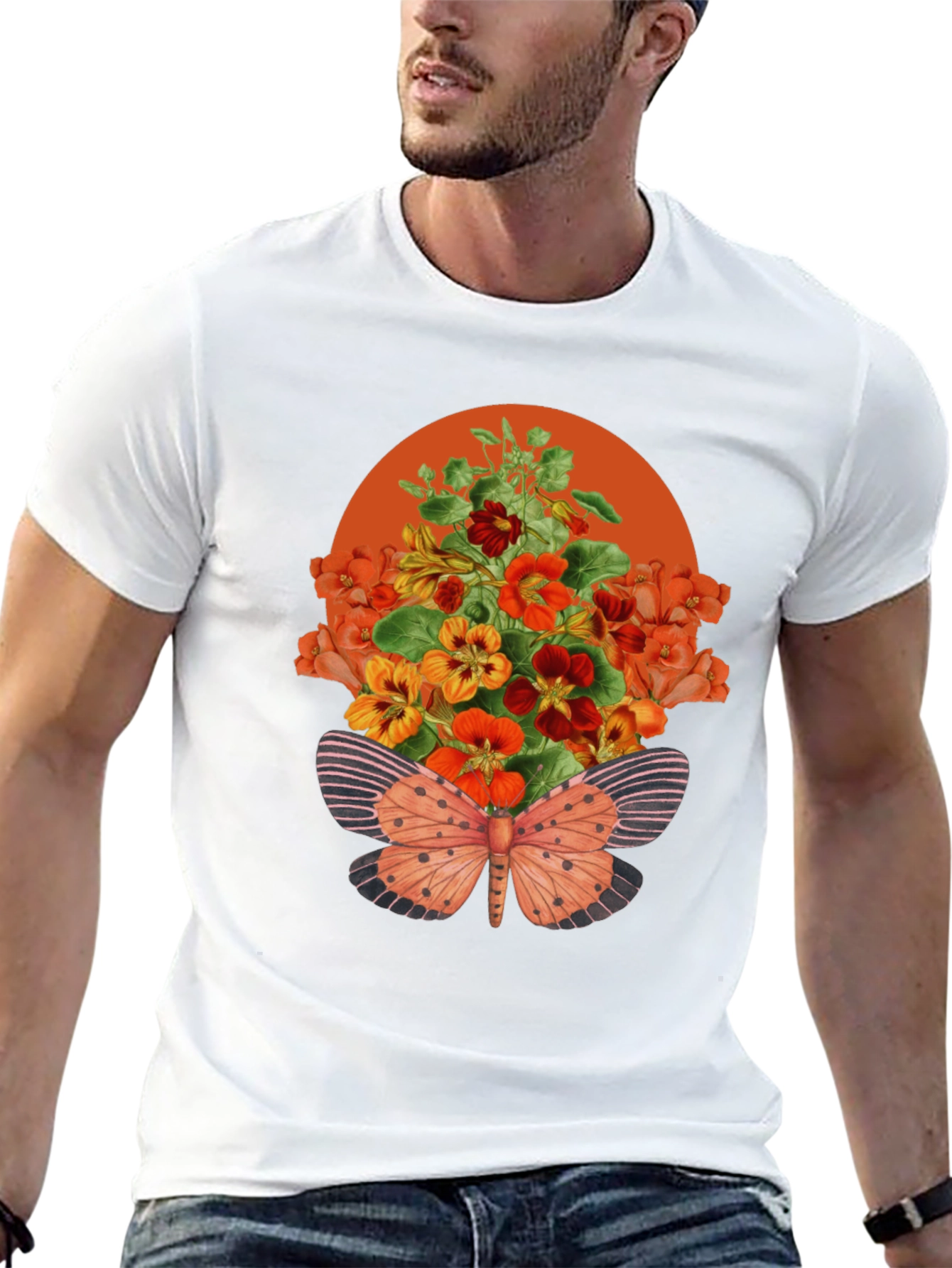 Black Floral Butterfly Graphic Tee - Stylish Unisex T-Shirt view 13