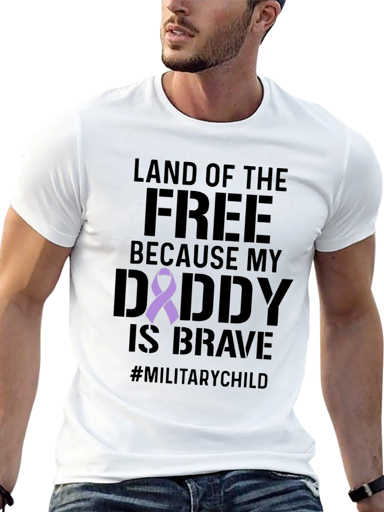 Military Child T-Shirt: Land of the Free, Brave Daddy - 13