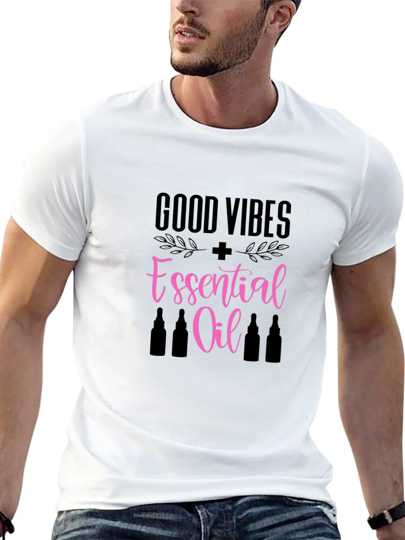 Black Good Vibes Essential Oil Graphic T-Shirt view 13