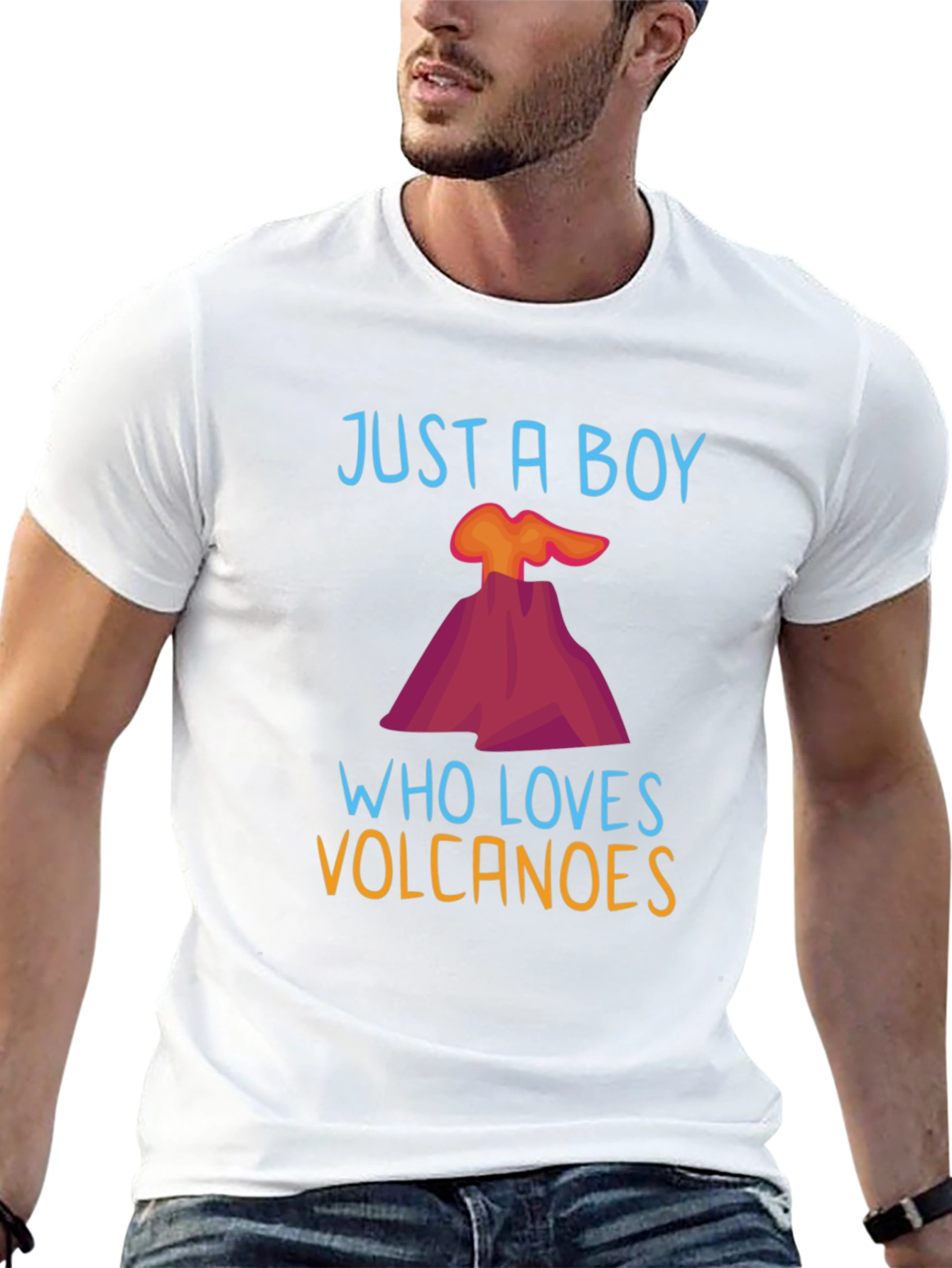 Black Volcano Lover Graphic Tee - Just a Boy Who Loves Volcanoes T-Shirt view 13