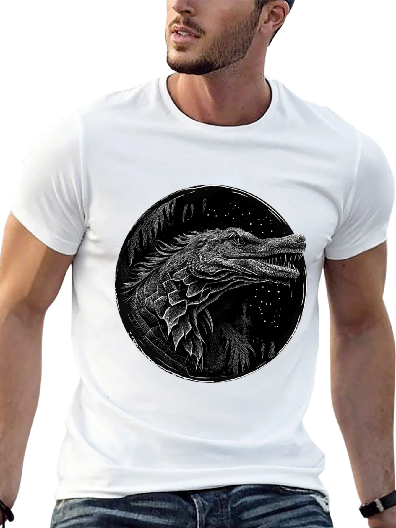 Black Crocodile Graphic Print T-Shirt - Black view 13
