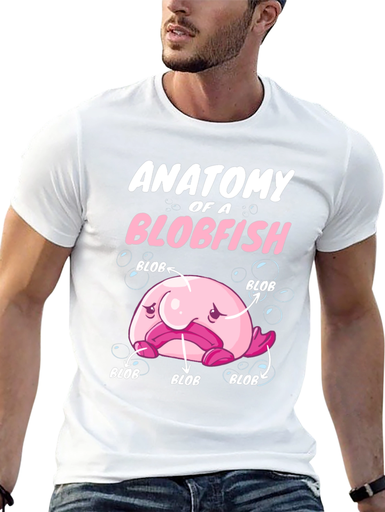 Black Anatomy of a Blobfish Graphic T-Shirt view 13