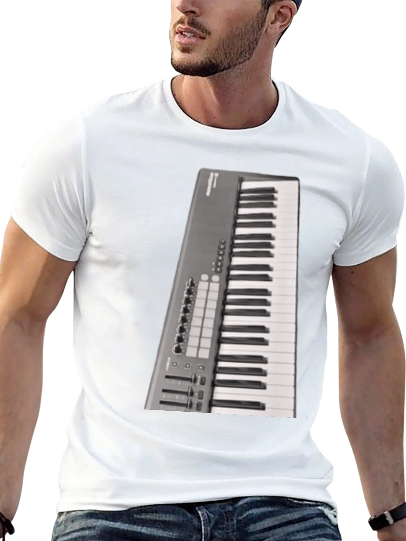 Black Keyboard T-Shirt Musician Graphic Tee view 13