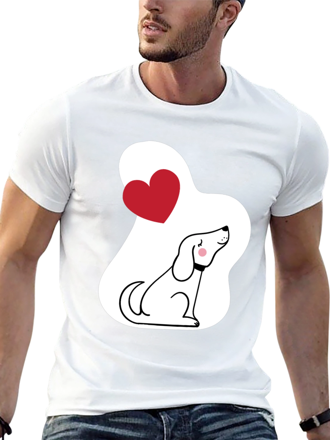 Dog Lover T-Shirt - Cute Cartoon Puppy with Heart - 13