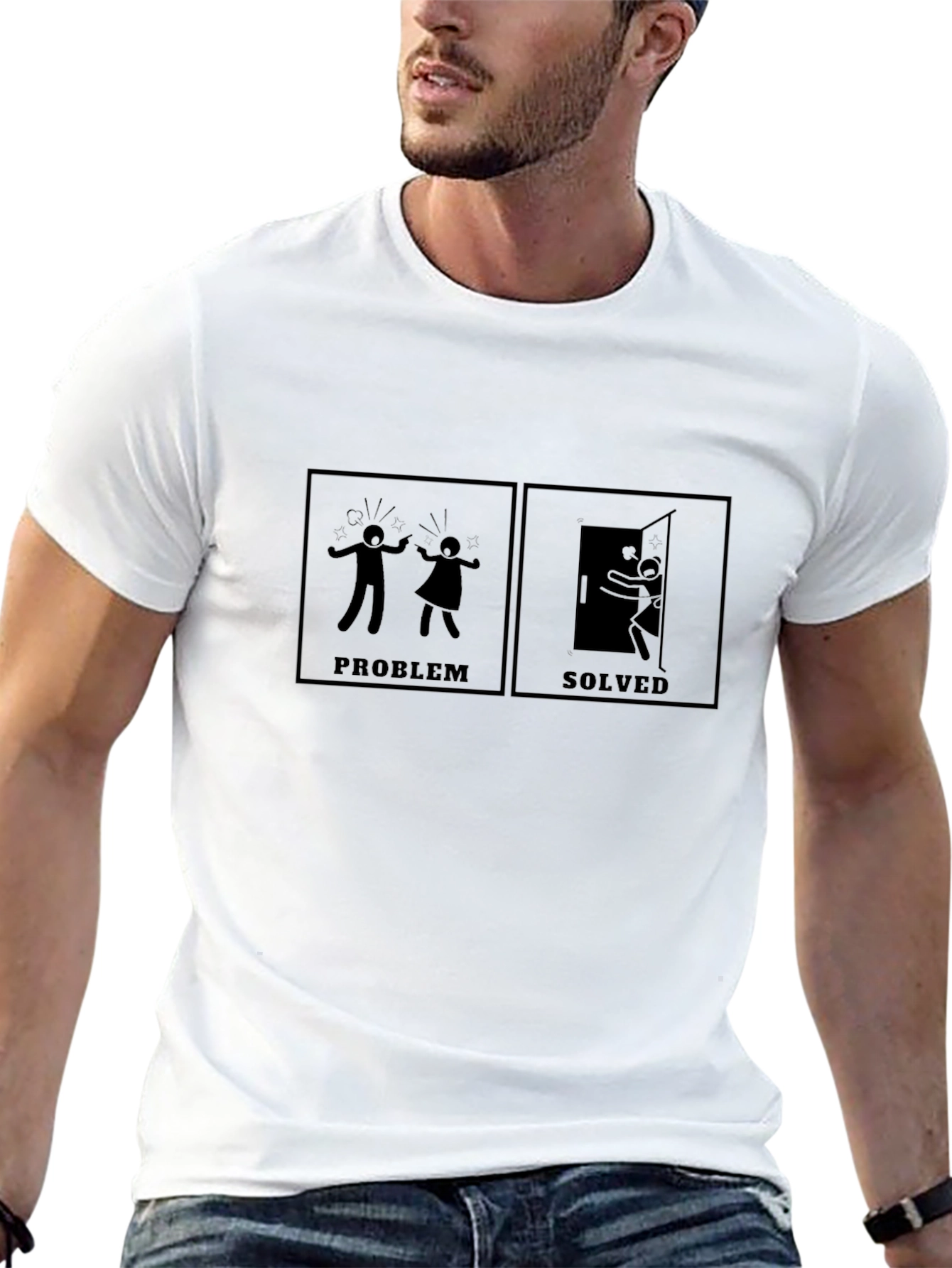 Black Problem Solved Graphic Tee - Funny Humor T-Shirt view 13