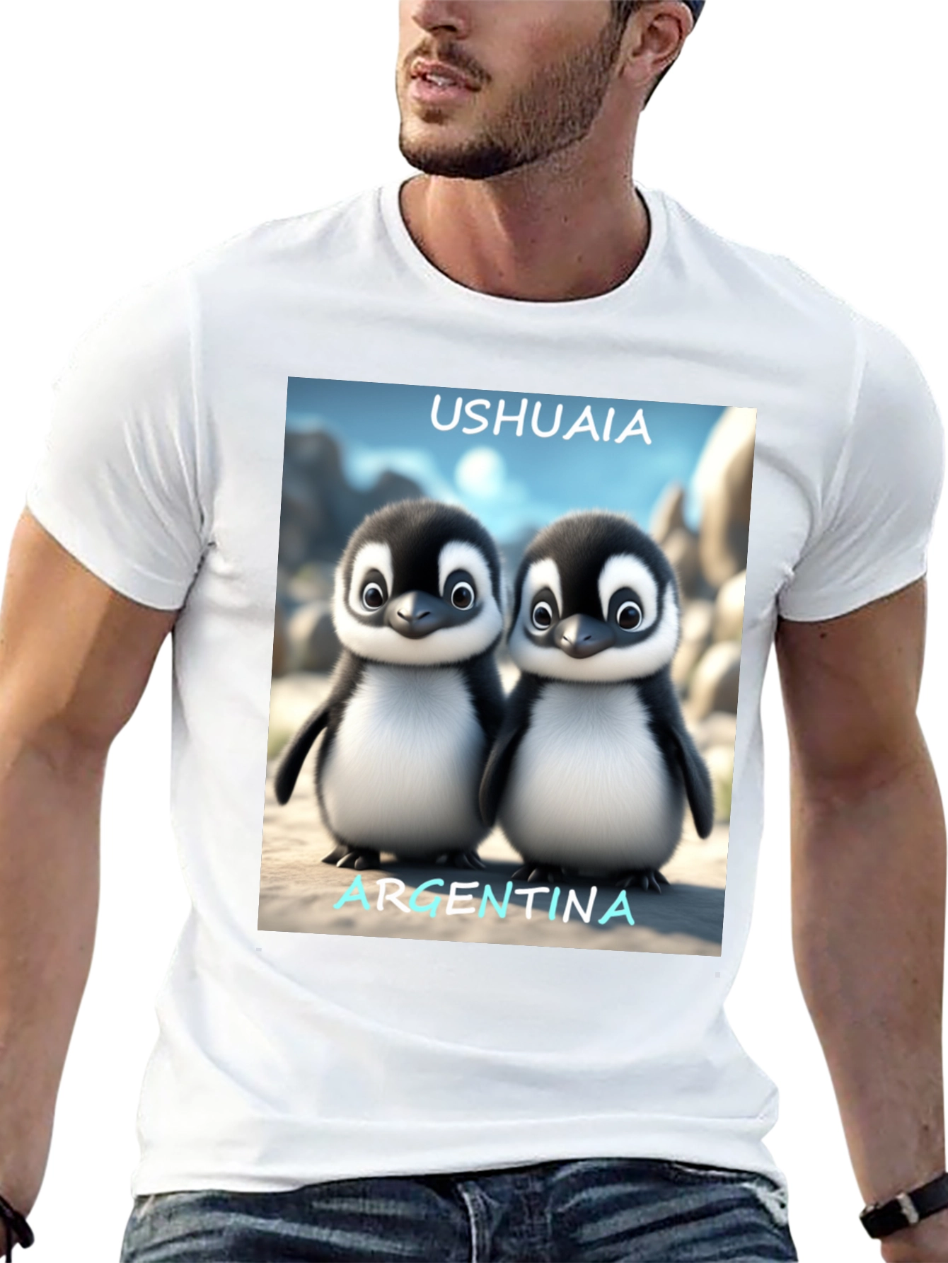 Black Ushuaia Argentina Penguin Tee - Black view 13