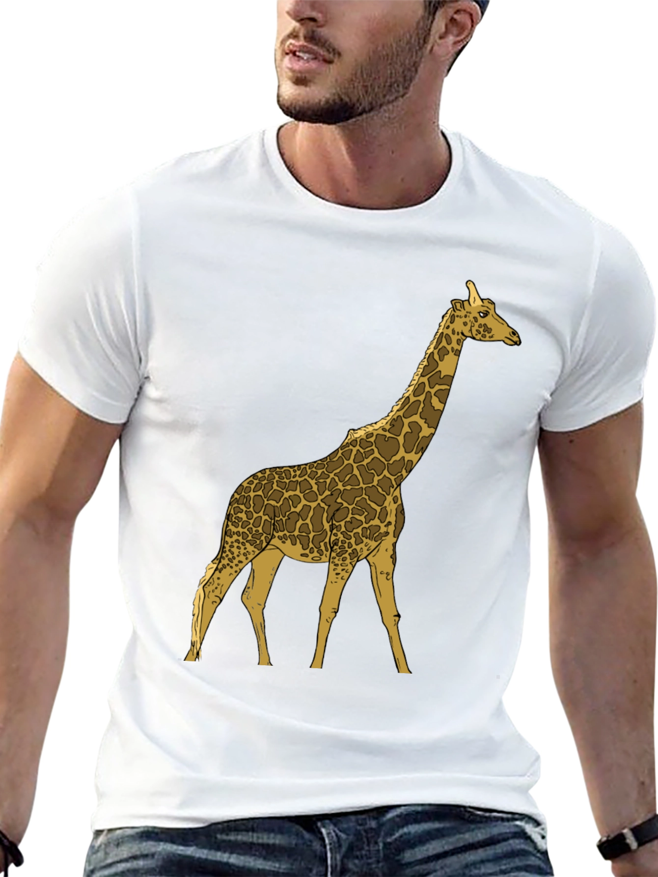 Black Giraffe Graphic Print Black Crew Neck T-Shirt view 13