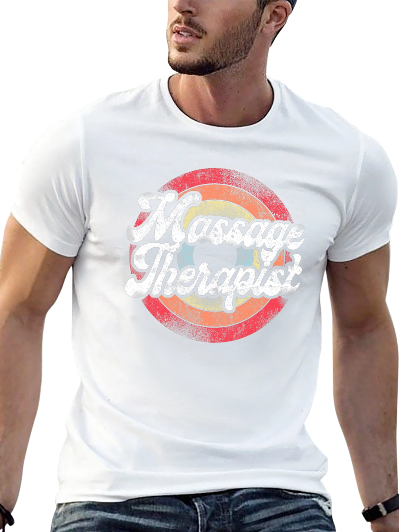 Black Massage Therapist Vintage Style Graphic T-Shirt view 13
