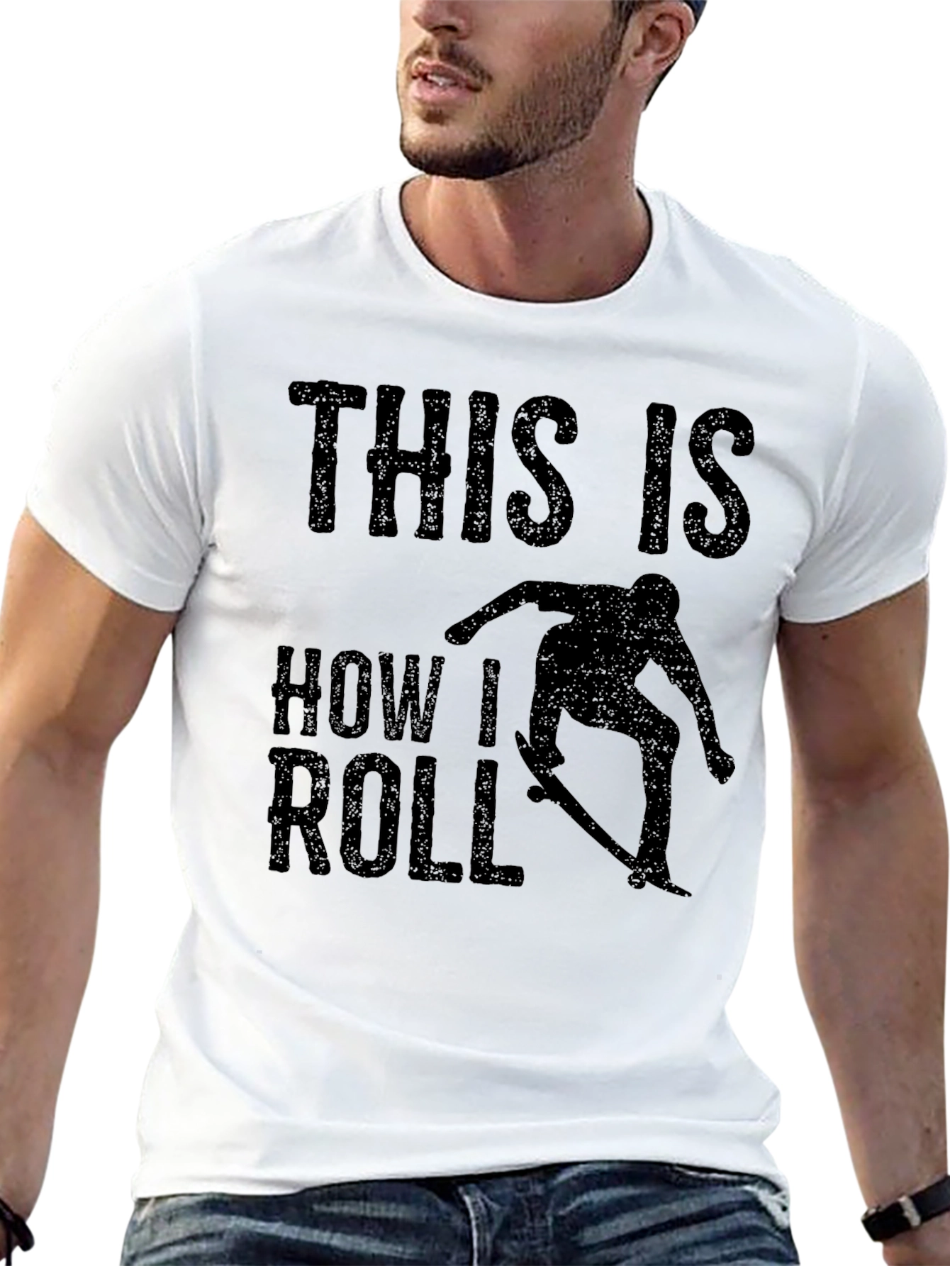 Black This Is How I Roll Skateboarder Graphic Tee view 13