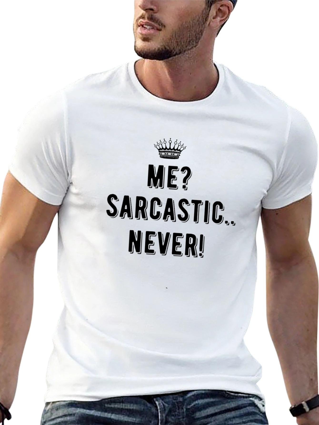 Black Sarcastic Never Funny Graphic Tee view 13