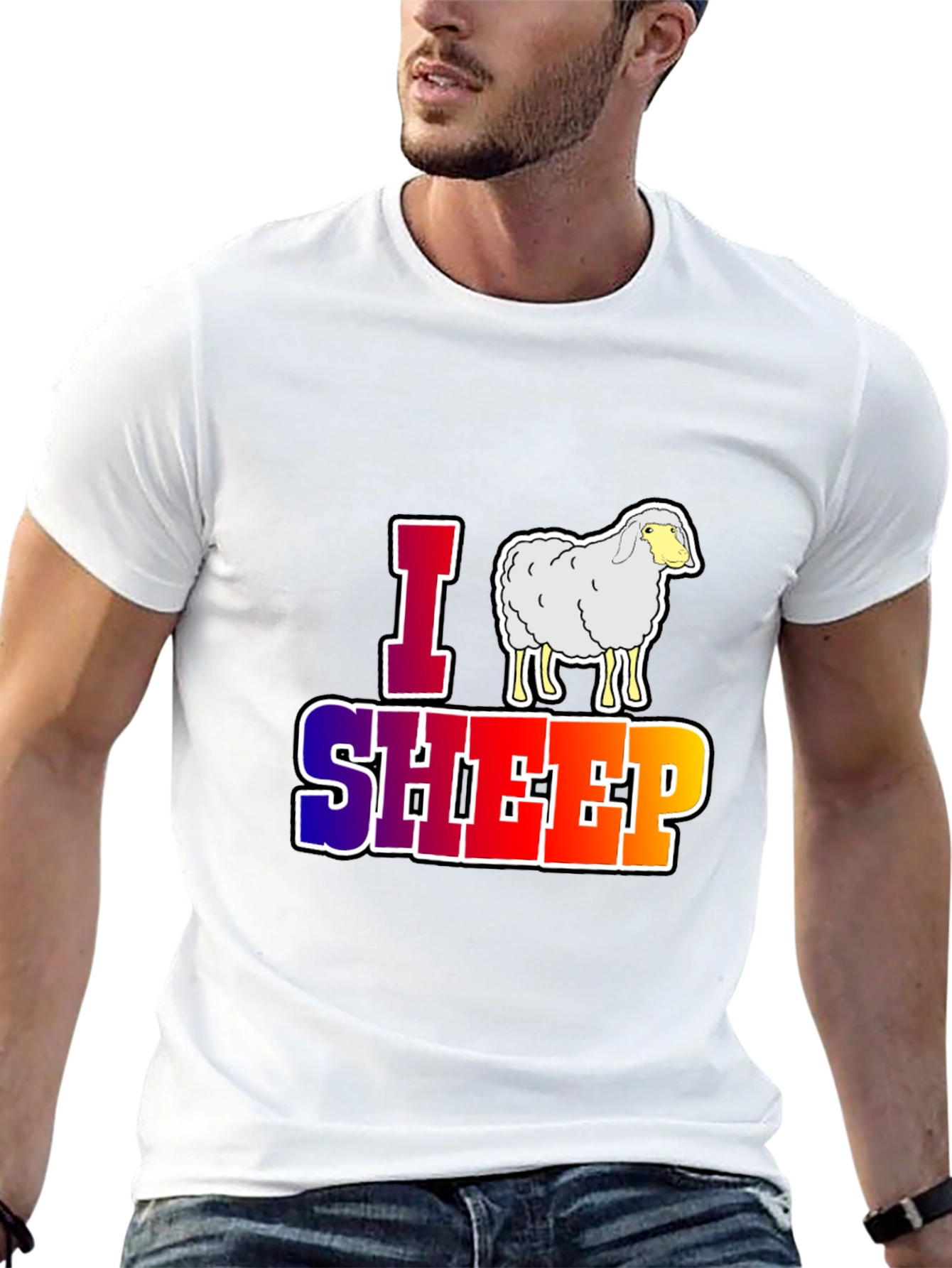 Black I Love Sheep Graphic T-Shirt - Unique Animal Lover Design view 13