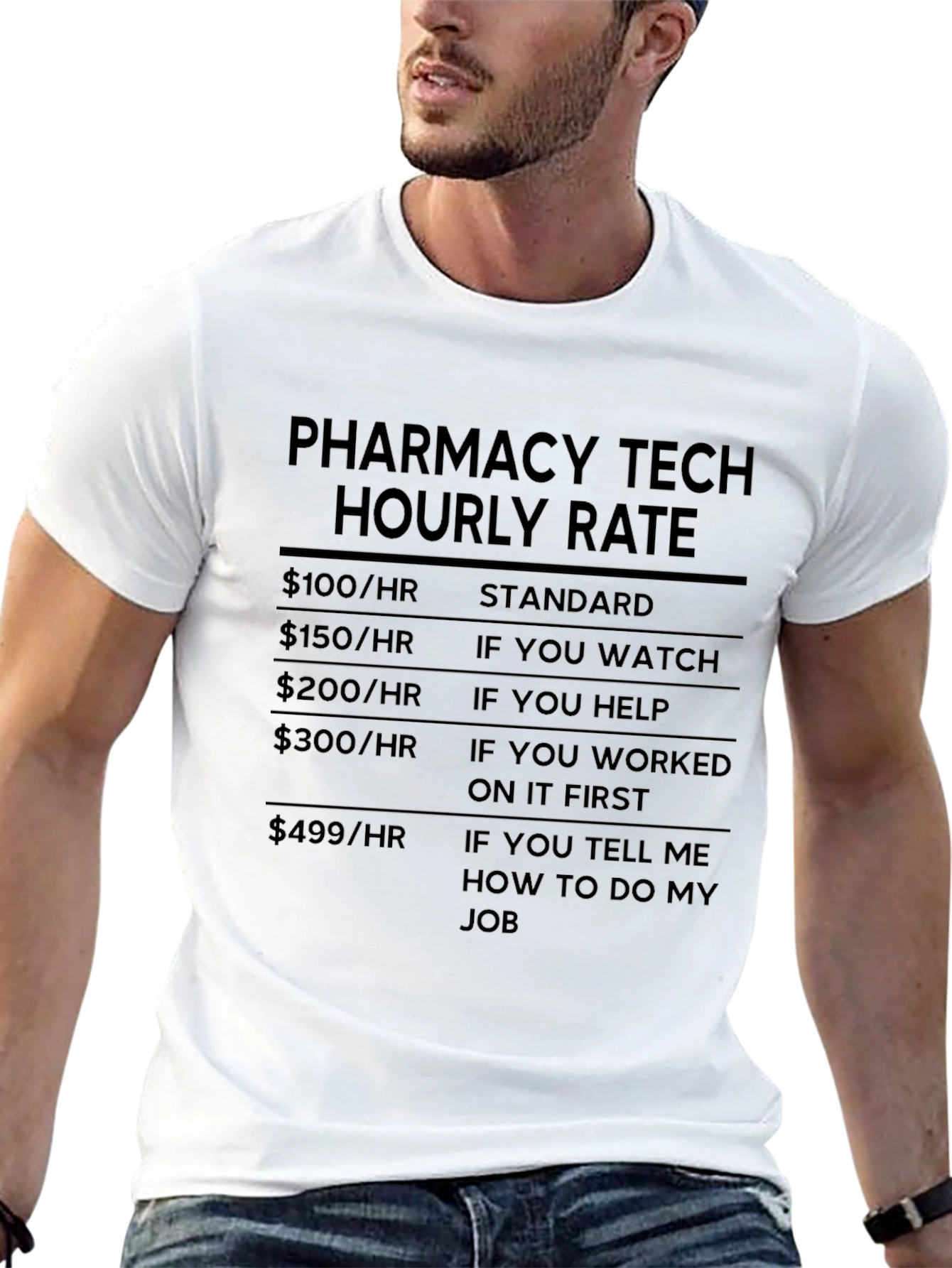 Black Pharmacy Tech Hourly Rate T-Shirt view 13