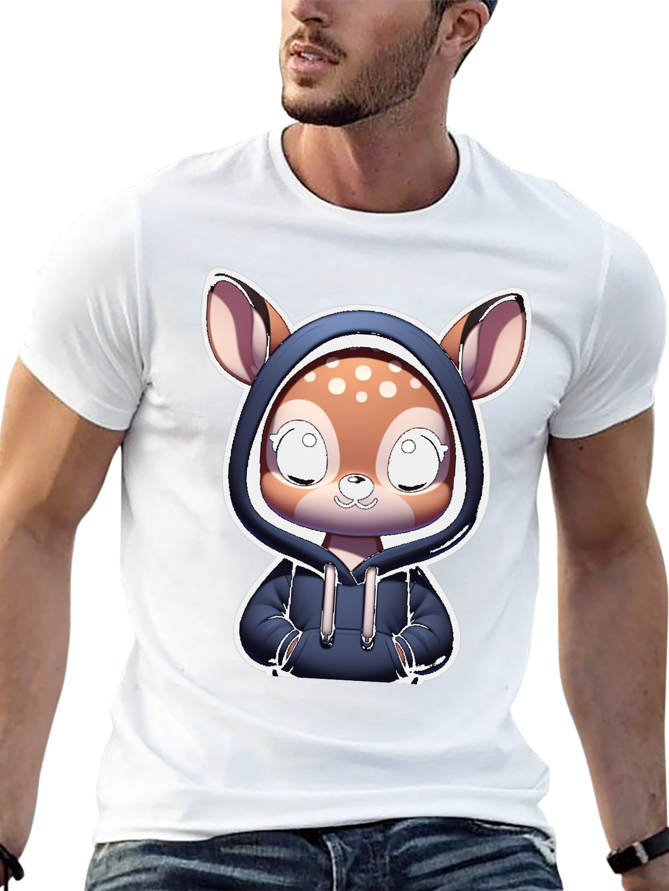 Black Cute Deer Hoodie T-Shirt view 13