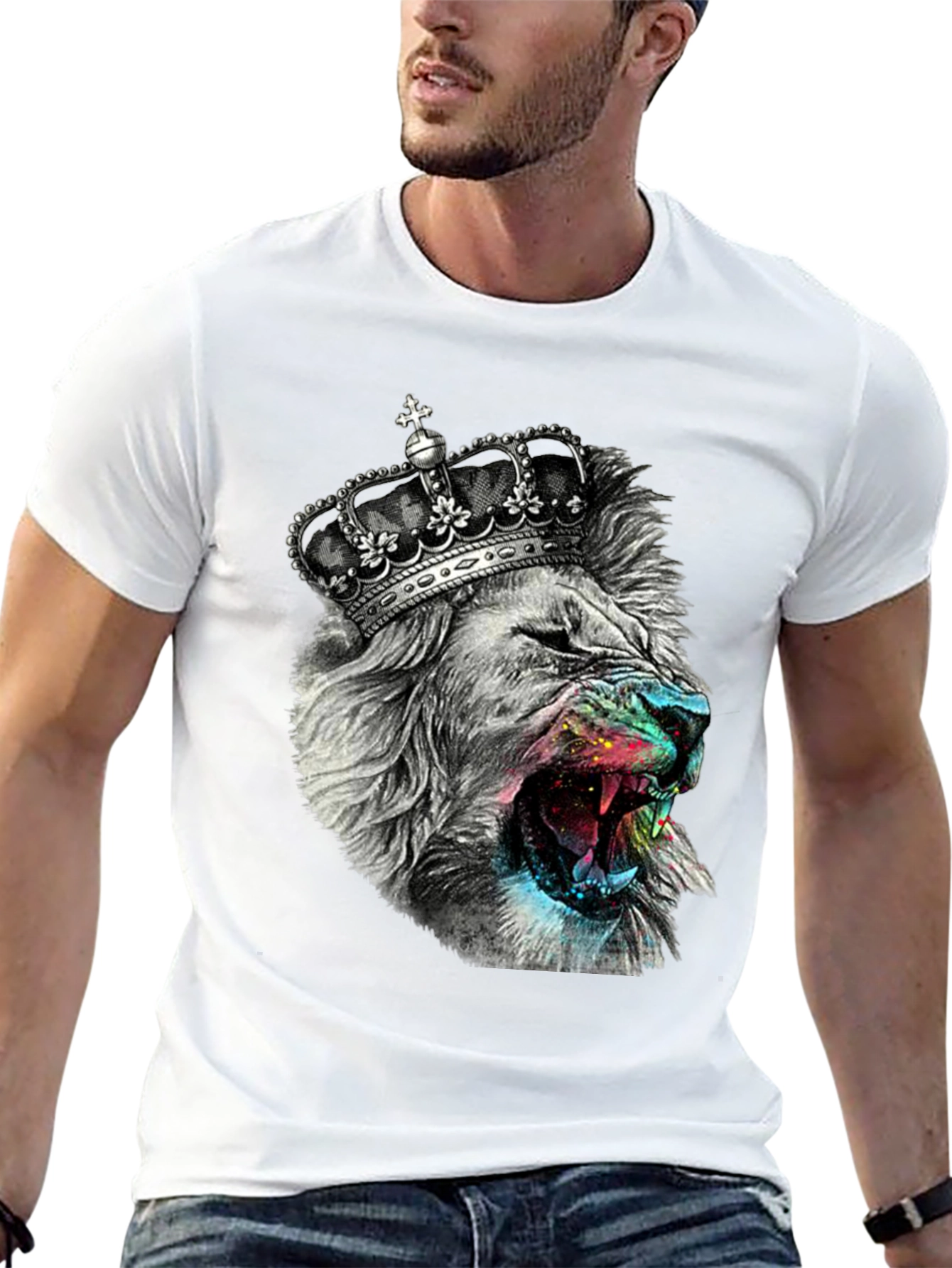 Black King Lion Graphic T-Shirt - Black view 13
