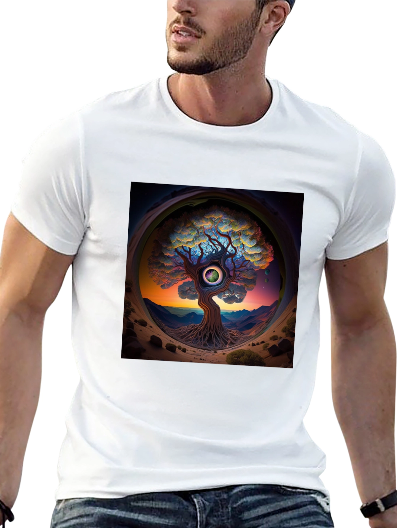 Black Third Eye Tree Graphic Tee - Unique Design view 13