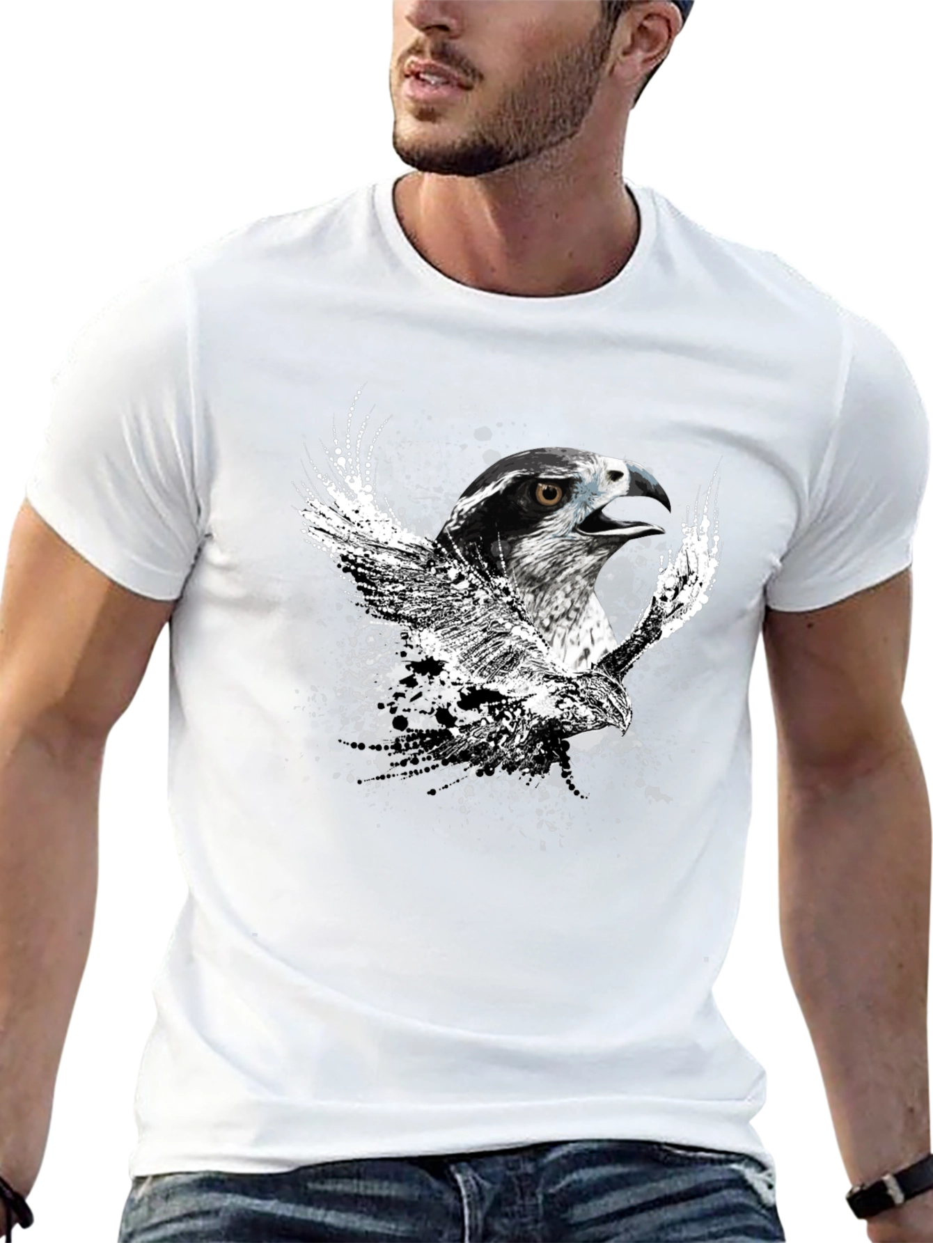 Black Black T-Shirt with Eagle Graphic view 13
