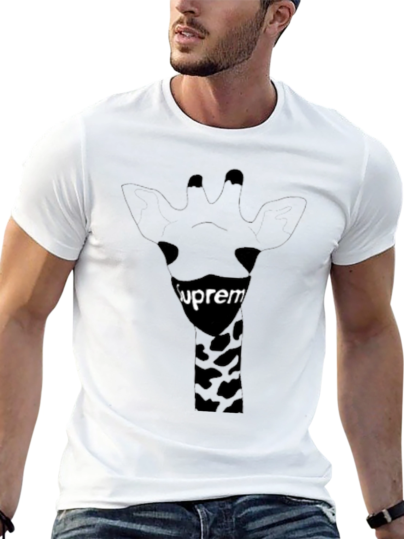 Black Giraffe Supreme Tee - Modern Graphic Print T-Shirt view 13