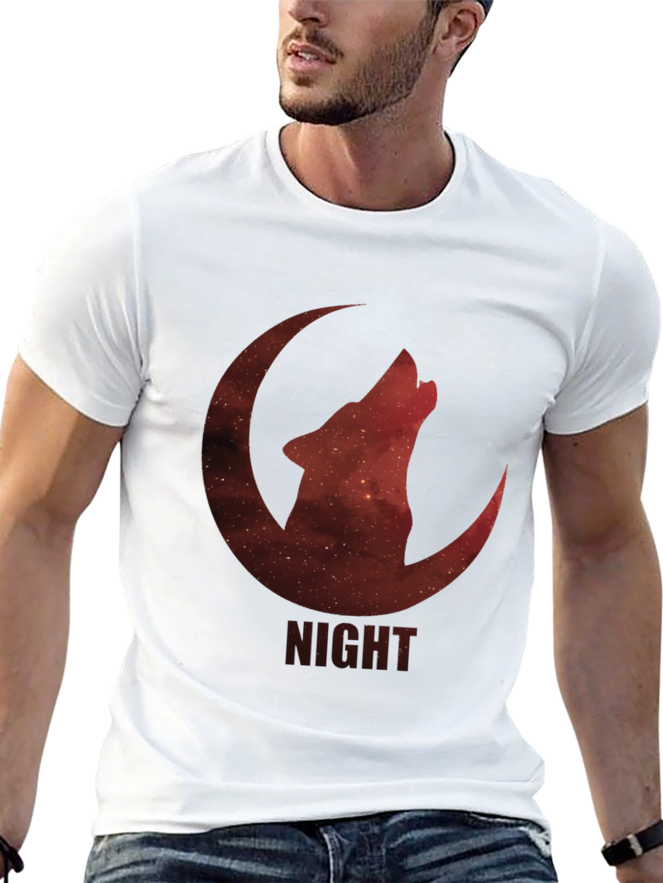 Black Night Wolf Moon Graphic T-Shirt view 13