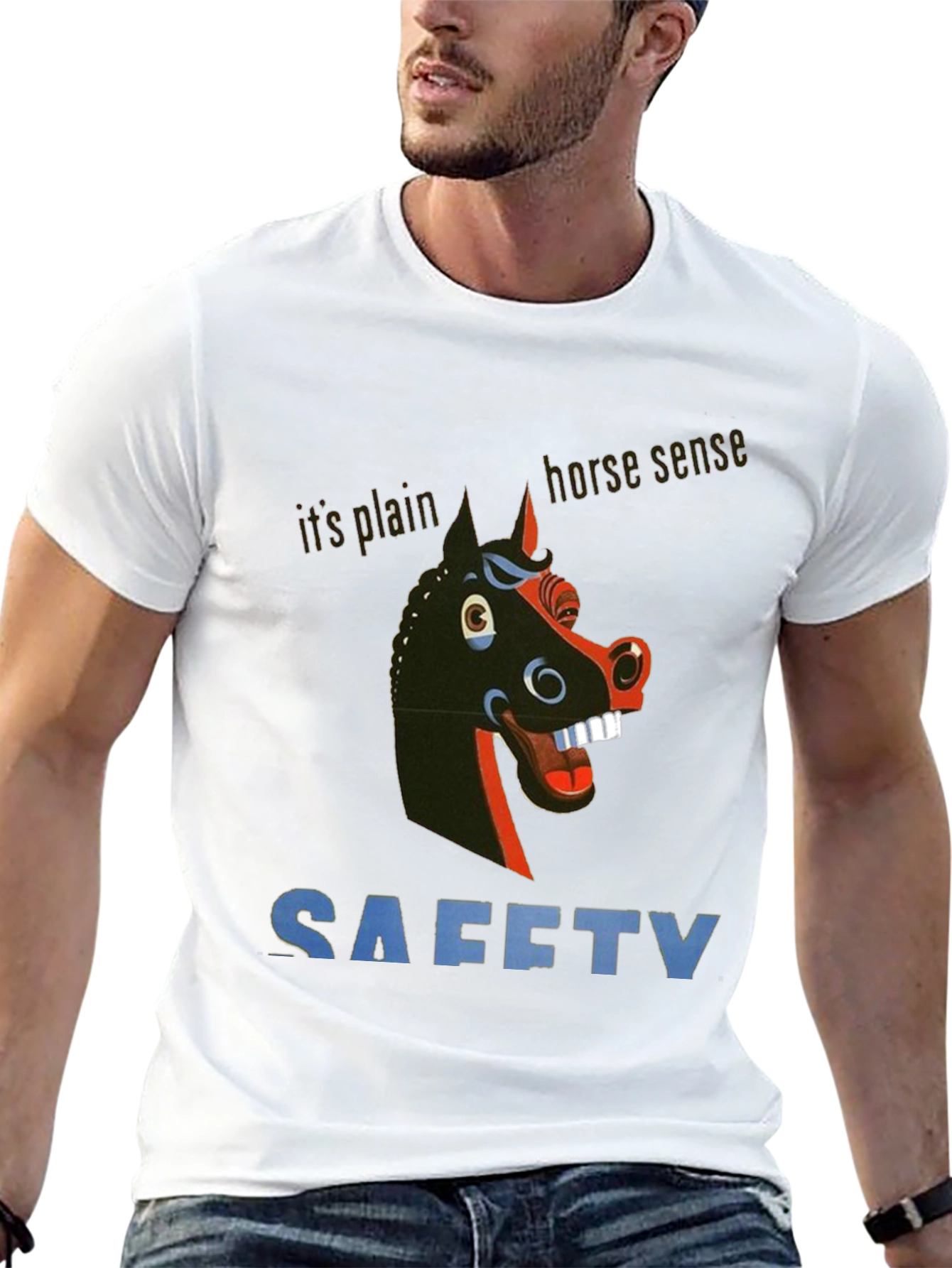 Black Horse Sense Safety Graphic Tee - Quirky & Unique! view 13