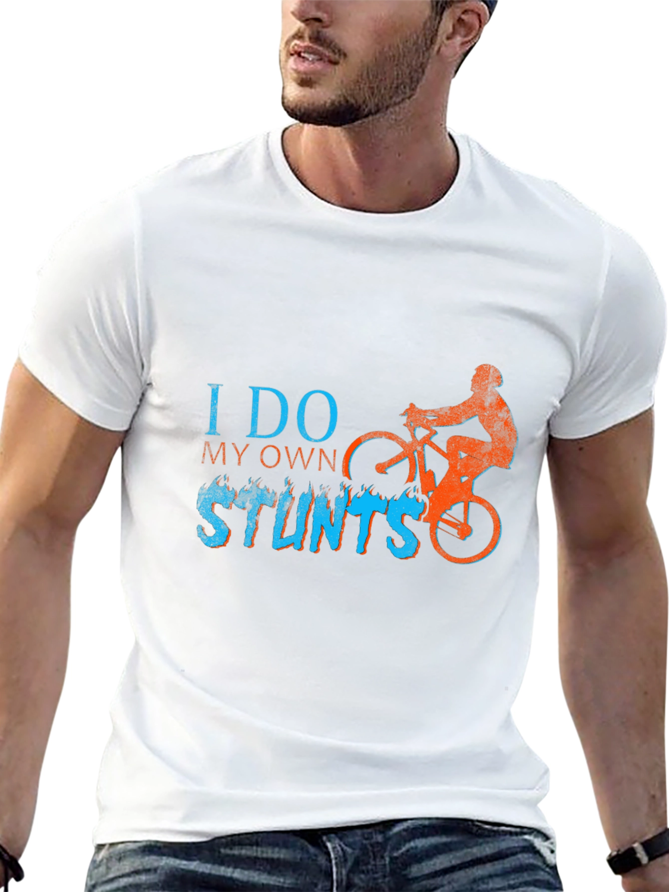 Black I Do My Own Stunts T-Shirt - Biker Design view 13