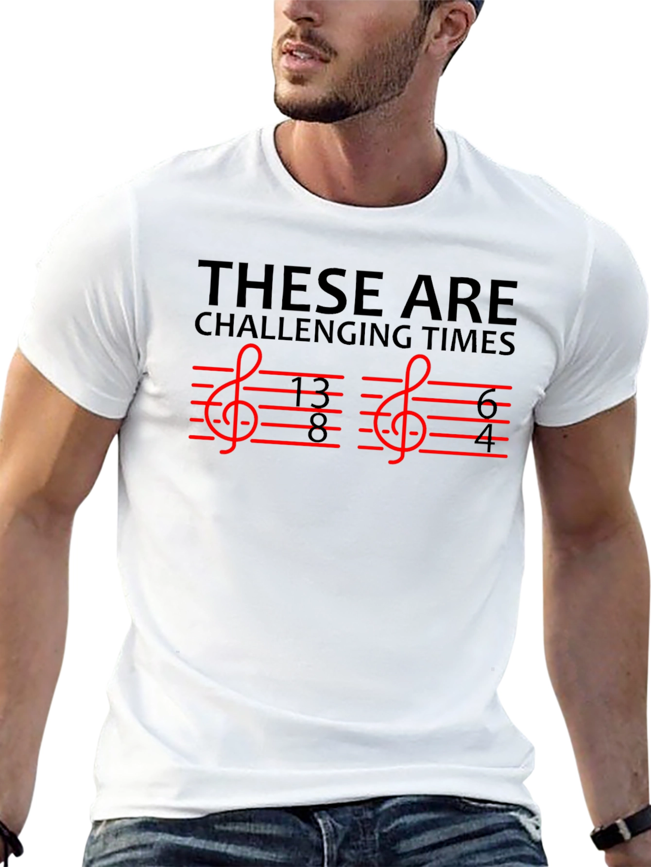 Black Challenging Times Music Treble Clef T-Shirt view 13