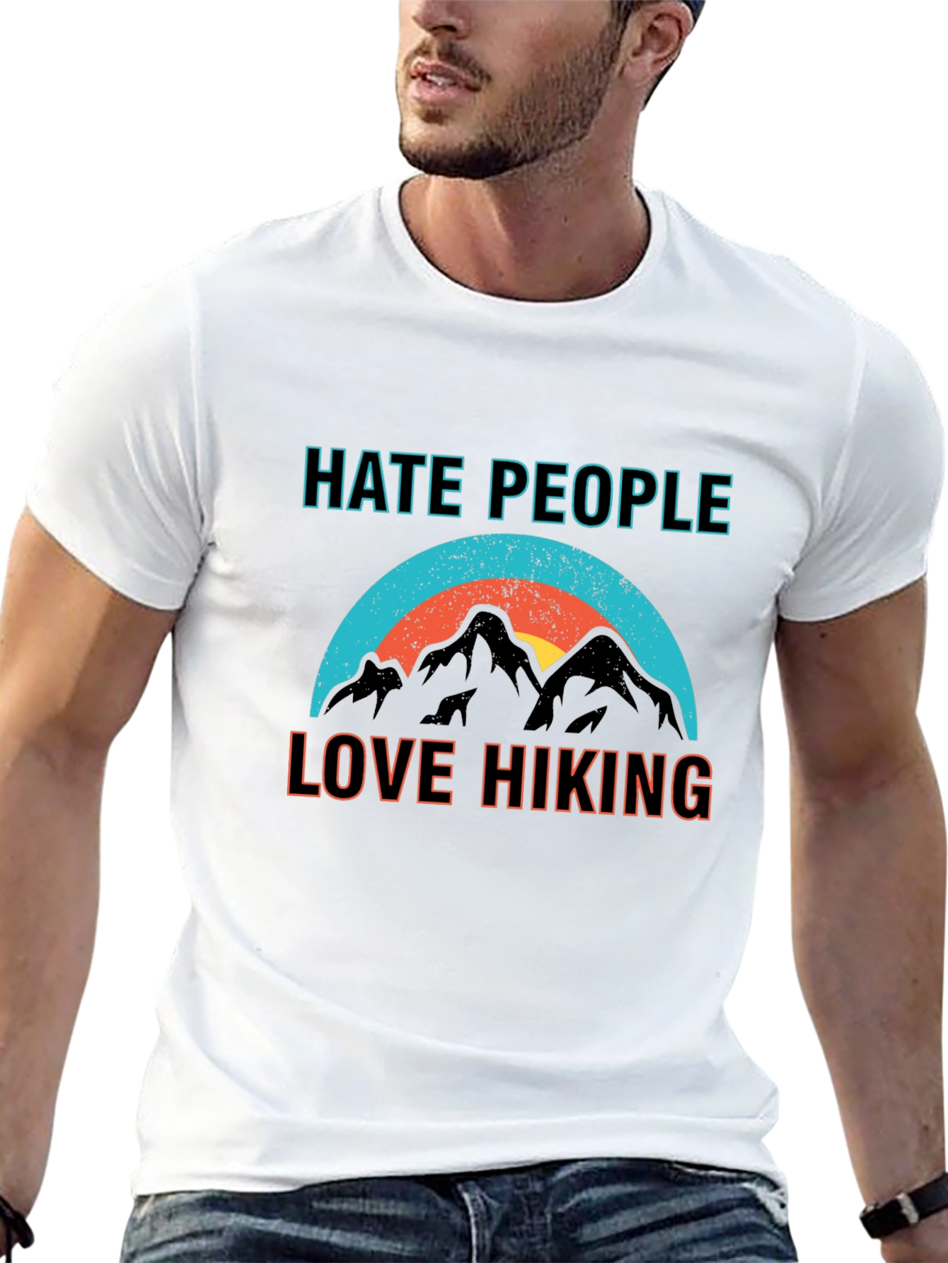 Black Hate People Love Hiking Graphic Tee view 13