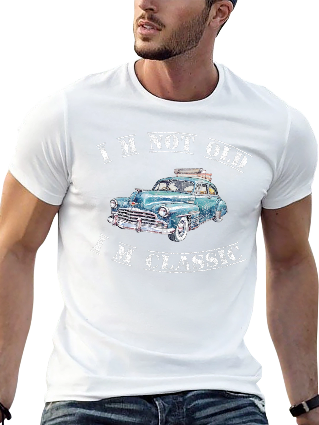 Black Classic Car Graphic Tee - I'm Not Old, I'm Classic T-Shirt view 13