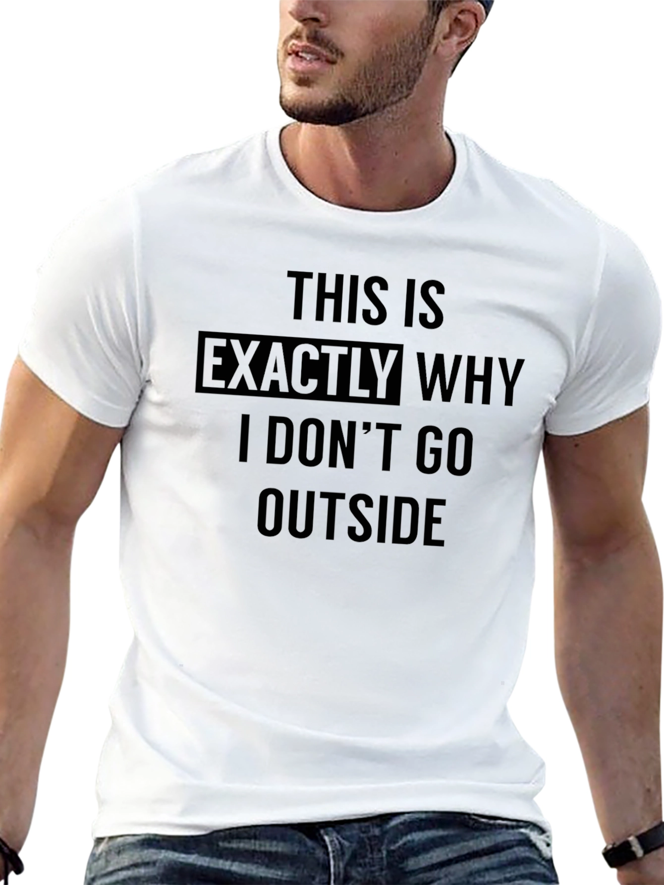 Black Humorous "This Is Exactly Why I Don't Go Outside" Black T-Shirt view 13