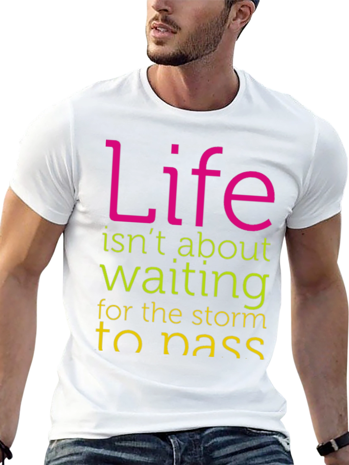 Black Inspirational Graphic T-Shirt - Life Isn't About Waiting view 13