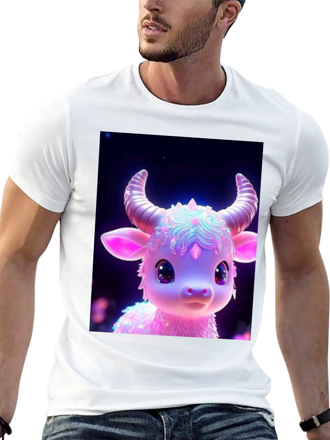 Black Cute Cartoon Cow Graphic Tee - Black view 13