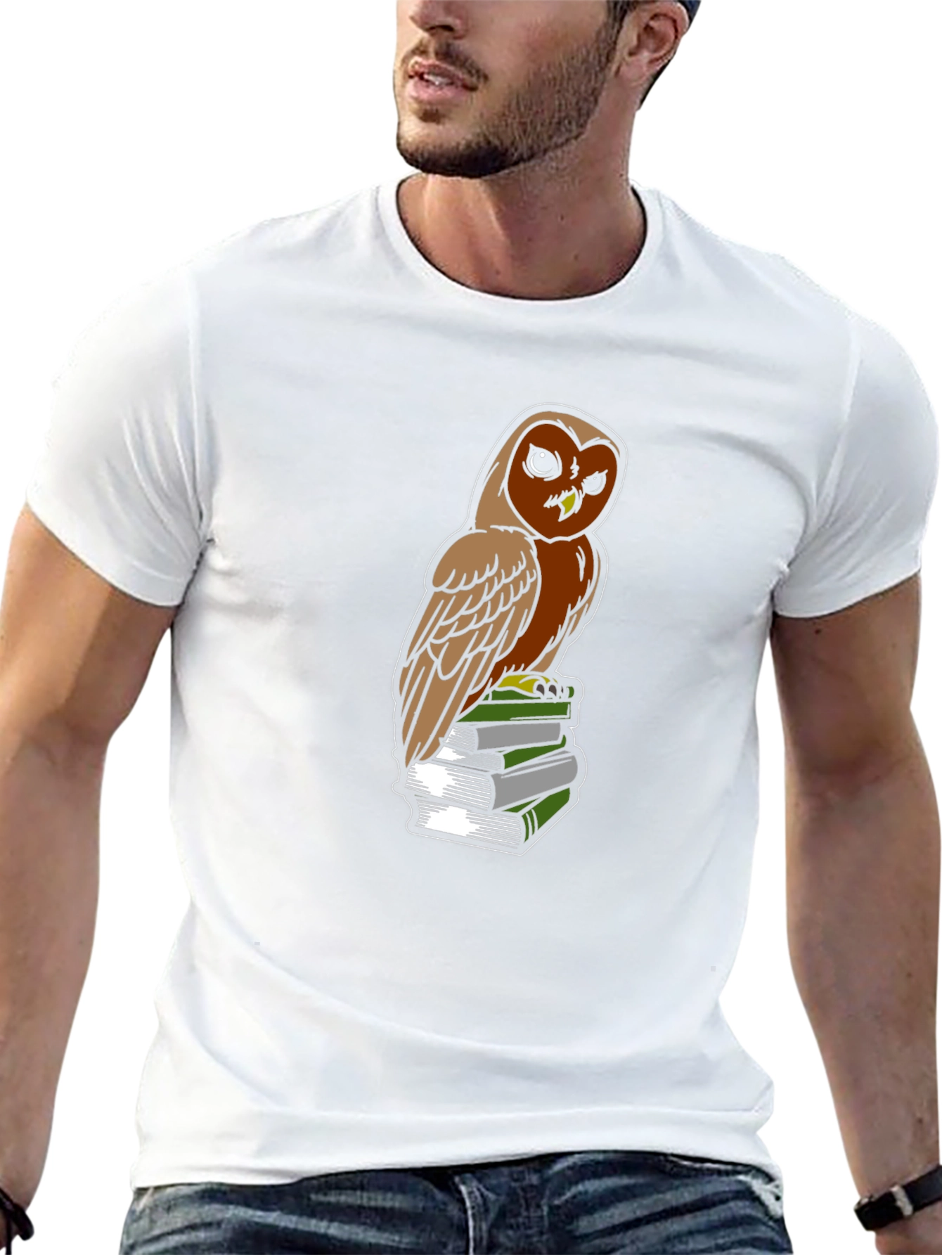 Black Owl on Books Graphic Tee - Smart & Stylish view 13