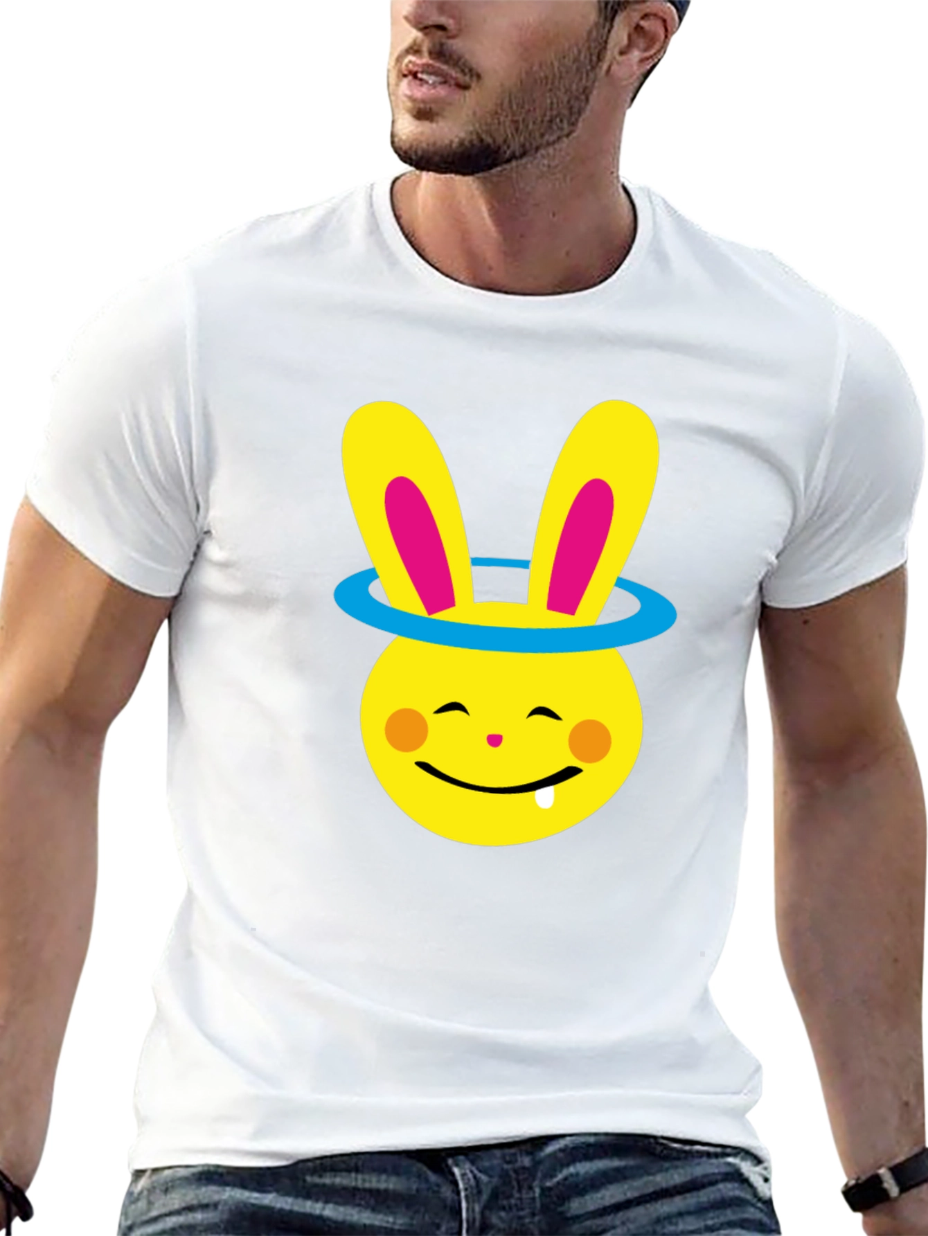 Black Funny Bunny Halo Graphic Tee - Soft Cotton Blend view 13