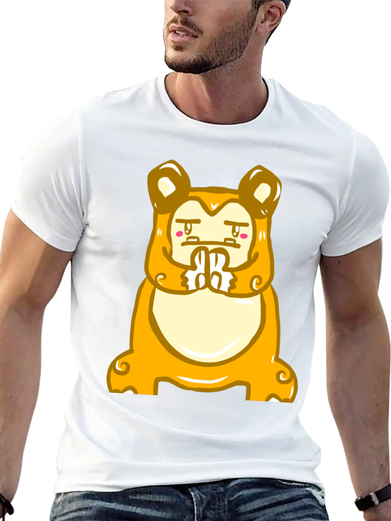Black Funny Meditating Cartoon Character T-Shirt view 13