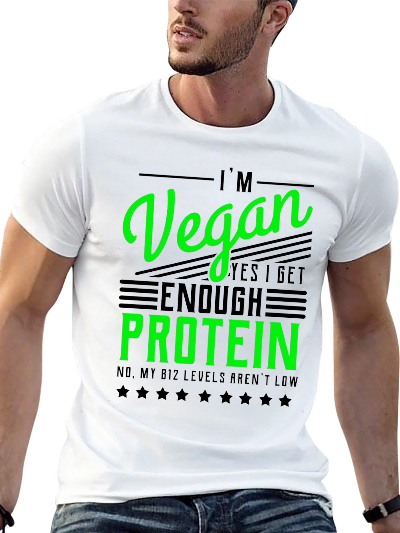 I'm Vegan T-Shirt - Get Enough Protein Funny Tee - 13