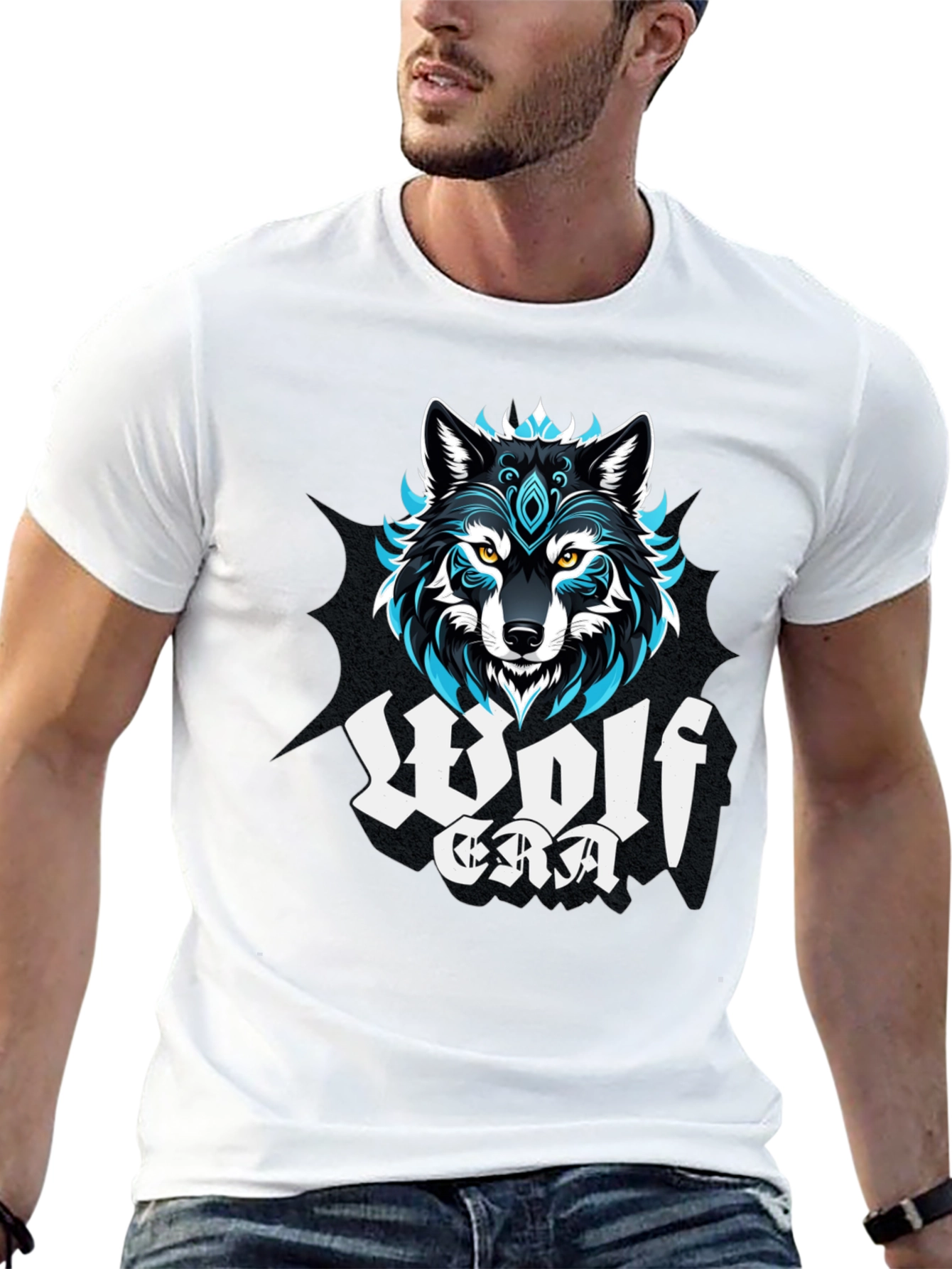 Black Wolf Era Graphic Print Black T-Shirt view 13